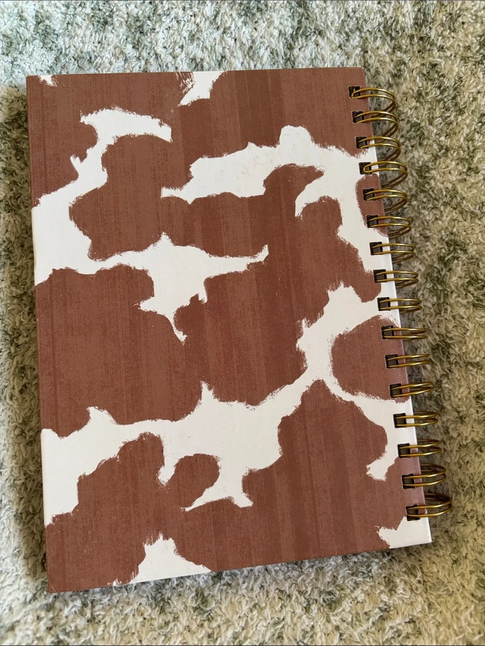 Notes Spiral Lined Notebook Journal Brown & White Cowhide Western NWT 250pg